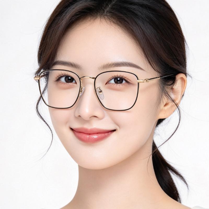 Women Men Black Metal Square Anti Blue Light Glasses Lightweight Computer Eyeglasses Fashion Plain Spectacles