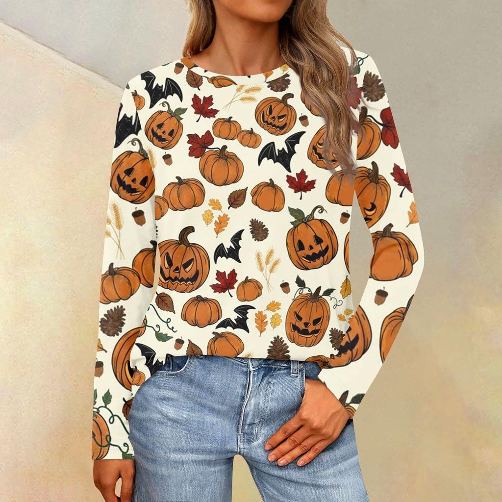 Женская свободная повседневная повседневная футболка с длинным рукавом и круглым вырезом, сплошной цвет, топ