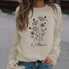 Cross-Border Wildflower Butterfly Print Loose Casual Plus Size Sweatshirt, Long Sleeve for Autumn/Winter