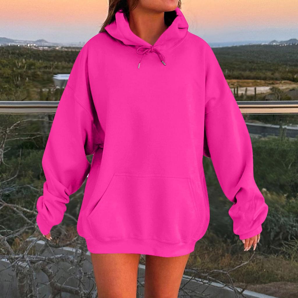 Women's Long Sleeve Oversized Oversized Drop Shoulder Sleeves Women's Hooded Plush Sweatshirt