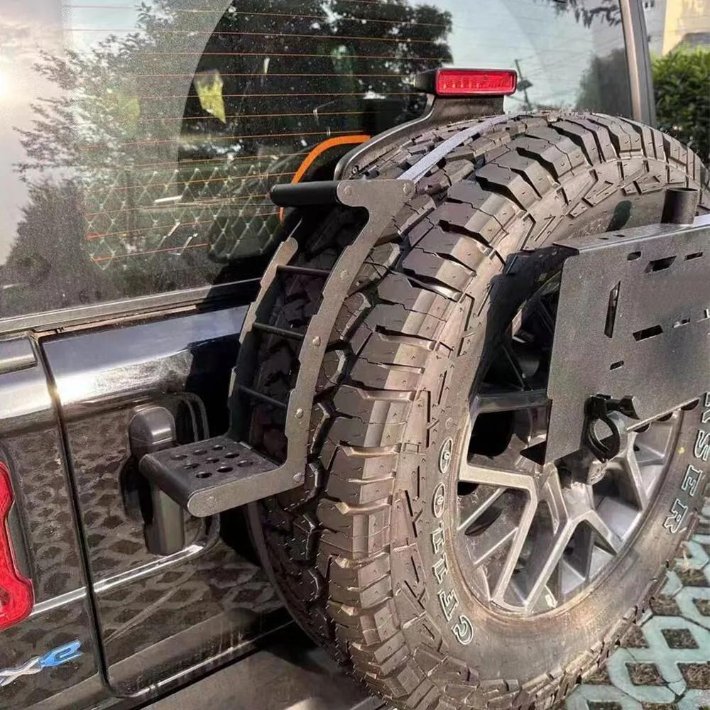 Spare Wheel Step Portable Universal Wheel Ladder Non-Slip Fit for Truck, SUV, Pickup with Rope Tightener Fit 24" - 35" Wheel