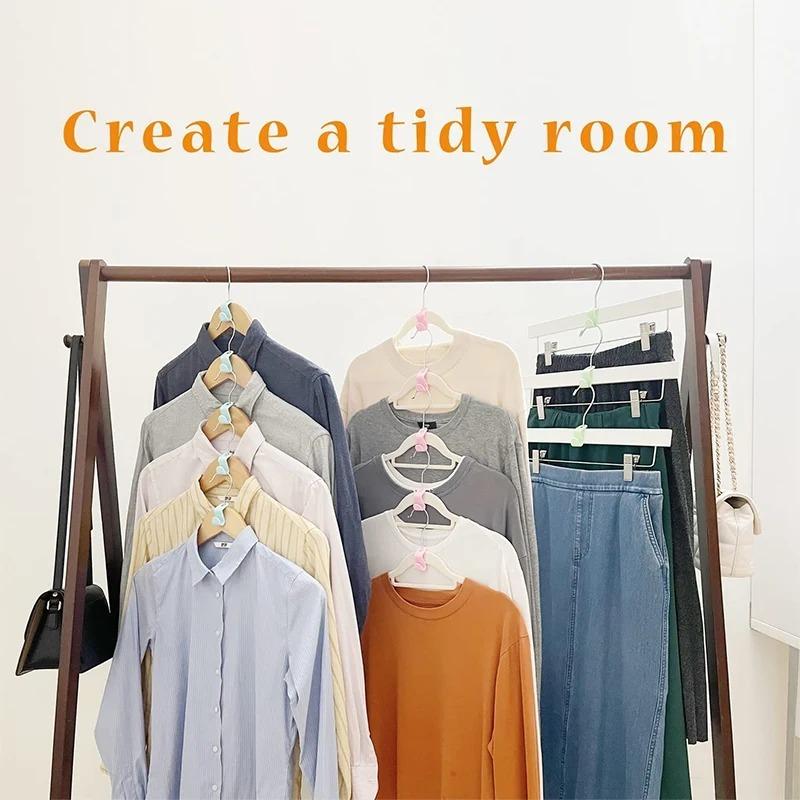 60 шт. крючки для вешалок для одежды, экономящие место, удлинитель для вешалок, органайзер для шкафа, пластиковые удлинители, зажимы для пальто, рубашки