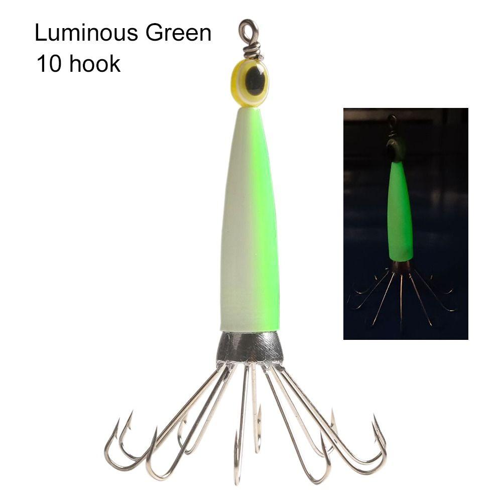 Luminous Jigs Angling Squid Hook with fish eyes Octopus Bait Fishing Tackle Wood Shrimp Lures