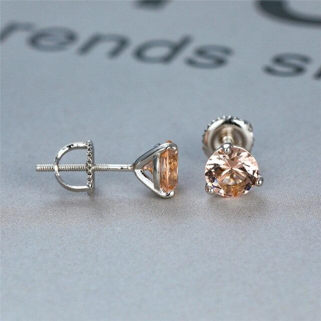 6 мм круглые черные серьги-гвоздики с тремя зубцами для женщин из стерлингового серебра разноцветные лабораторные нити серьги