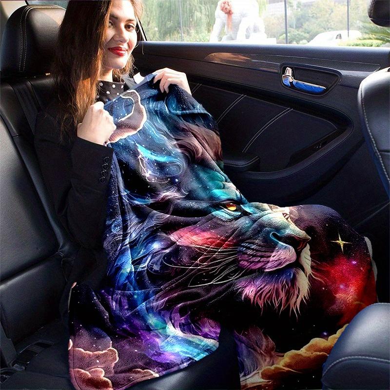 1pc Colorful Galactic Lion Blanket Seasonal Home Decorative Throw for Room, Living Room, Travel, Camping, Car Blankets