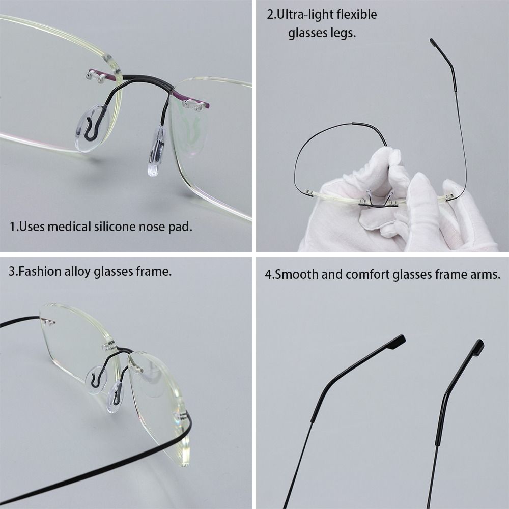 Очки Очки без оправы Очки для пресбиопов Очки для чтения Память Титан Ультралегкие