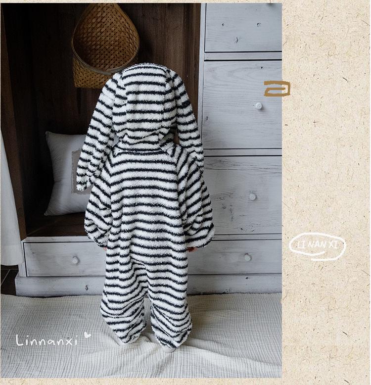 88291 Детский зимний полосатый комбинезон и 25 новых детских теплых комплектов из кораллового флиса размера Small/Medium