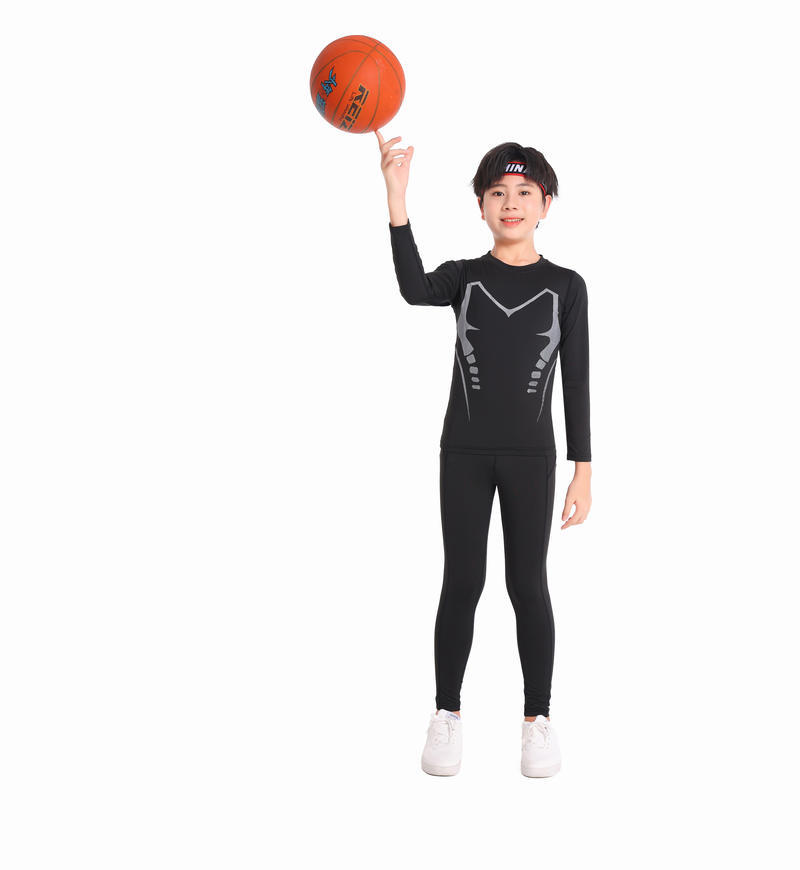 Quick Dry Compression Shirt Set Adult & Kids Long Sleeve Athletic Base Layer Fitness Training Sports Top