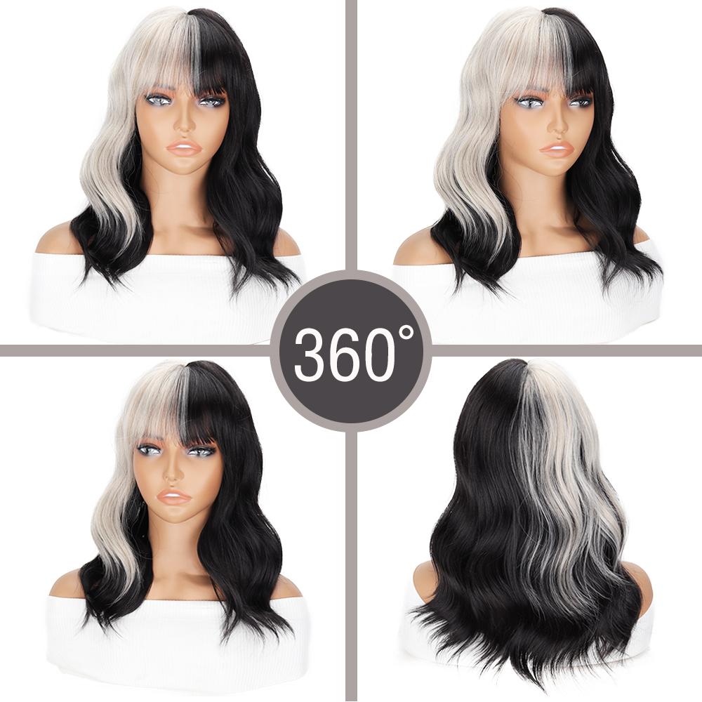 MERISIHAIR Синтетический парик с челкой, короткие волнистые парики для цветных париков, парики из волокна для женщин, повседневное использование на вечеринках