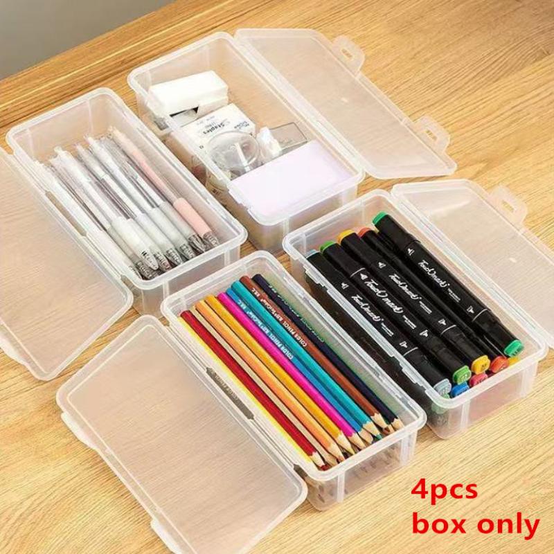 1/4 шт. Большие прозрачные пластиковые коробки для хранения с откидными крышками, идеально подходят для ювелирных украшений, домашних принадлежностей и организации офиса