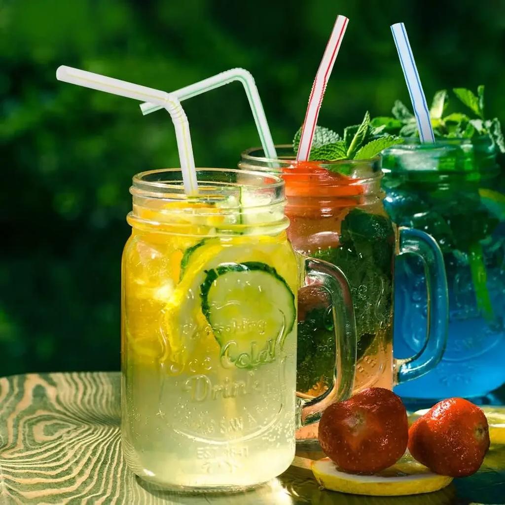1000/100x Colorful Straws Disposable Plastic Flexible Drinking Straw for Bubble Milk Tea Cocktail Wedding Party Kitchen Supplies