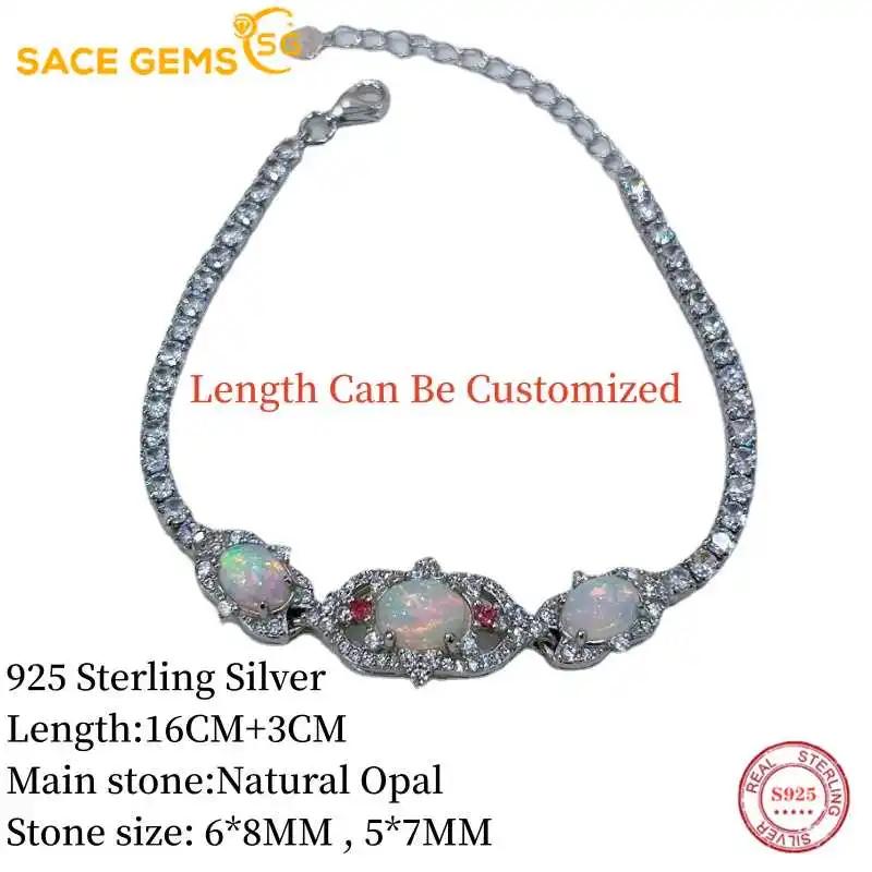 Sace Gems 925 стерлингового серебра 6*8 мм натуральный опал драгоценный камень браслеты для женщин помолвка коктейль вечеринка изящные ювелирные изделия