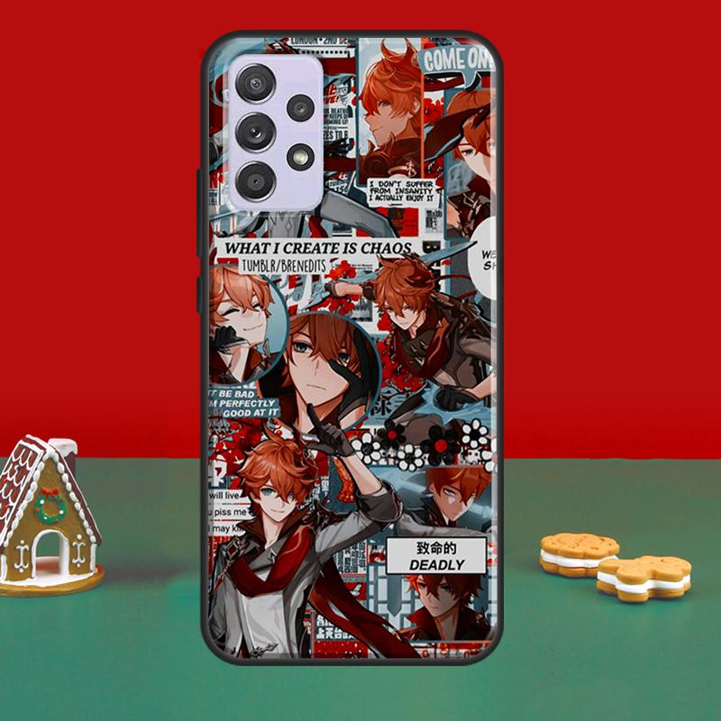 Чехол Tartaglia Genshin Impact для Samsung A32 A12 A22 A52 A72 A21S A20e A03S A40 A50 A70 A31 A51 A71 A52S