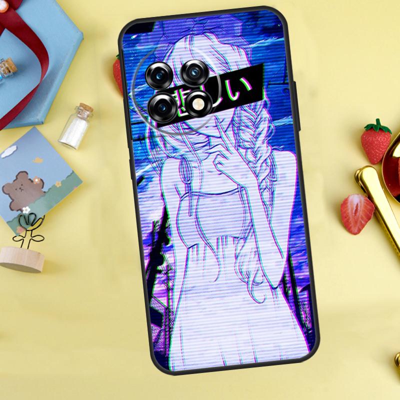 Грустный японский аниме эстетичный чехол для OnePlus 13T 13R 12 12R 15 13 11 10 10T 8T Nord CE 2 3 4 Lite N20 N30 Nord 5
