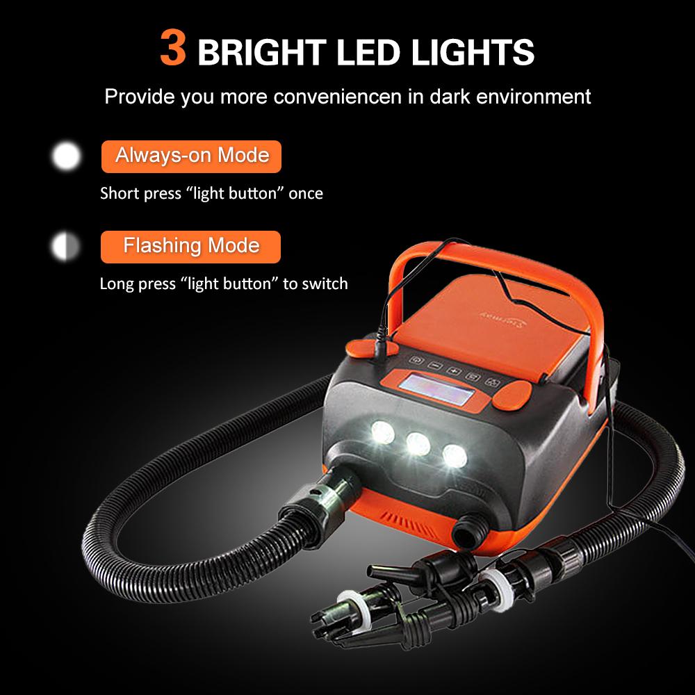 Интеллектуальный двухступенчатый воздушный насос 16PSI с 6 насадками, ЖК-дисплеем, поддержка электрического насоса 6000 мАч