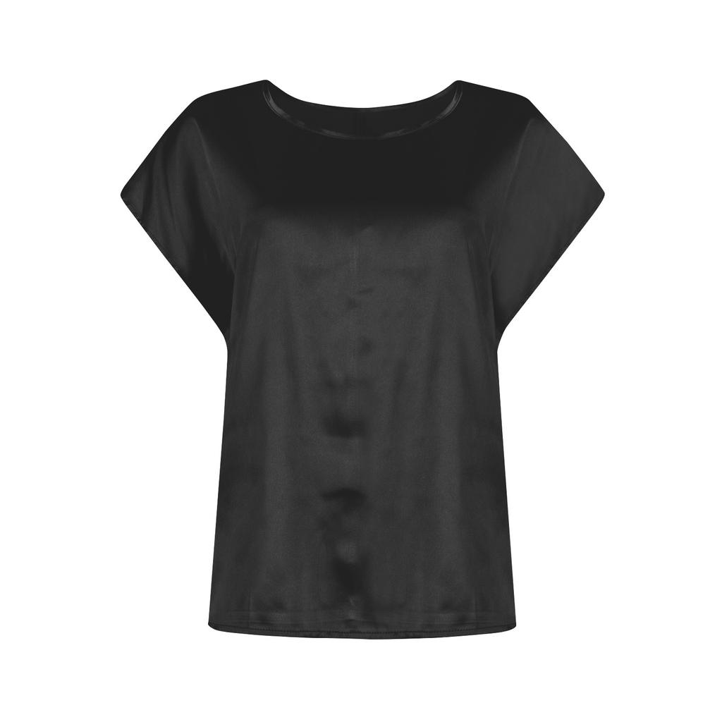 Женские повседневные топы без рукавов, однотонные атласные универсальные рубашки с круглым вырезом, топы