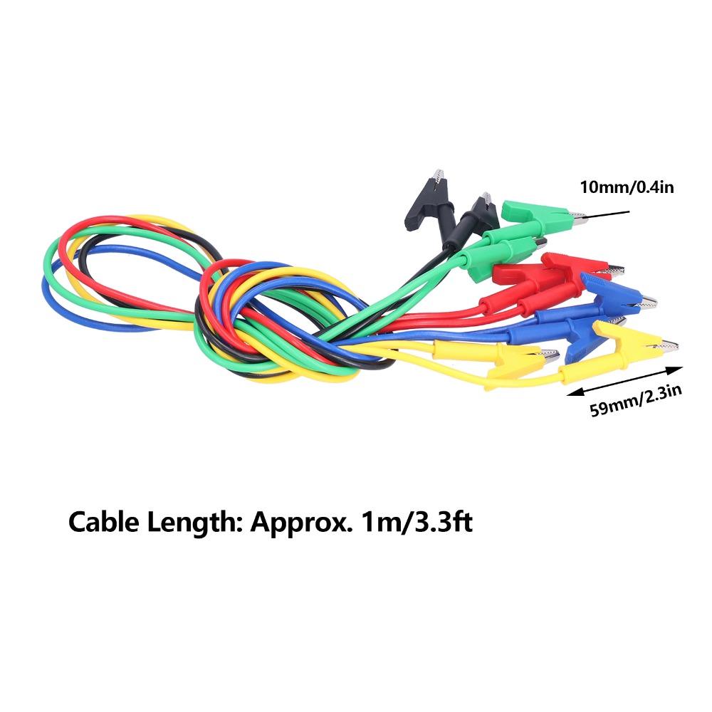 5PCS 1m Test Cable 5 Colors Jumper Wires Durable Alligator Clips Electrical Testing