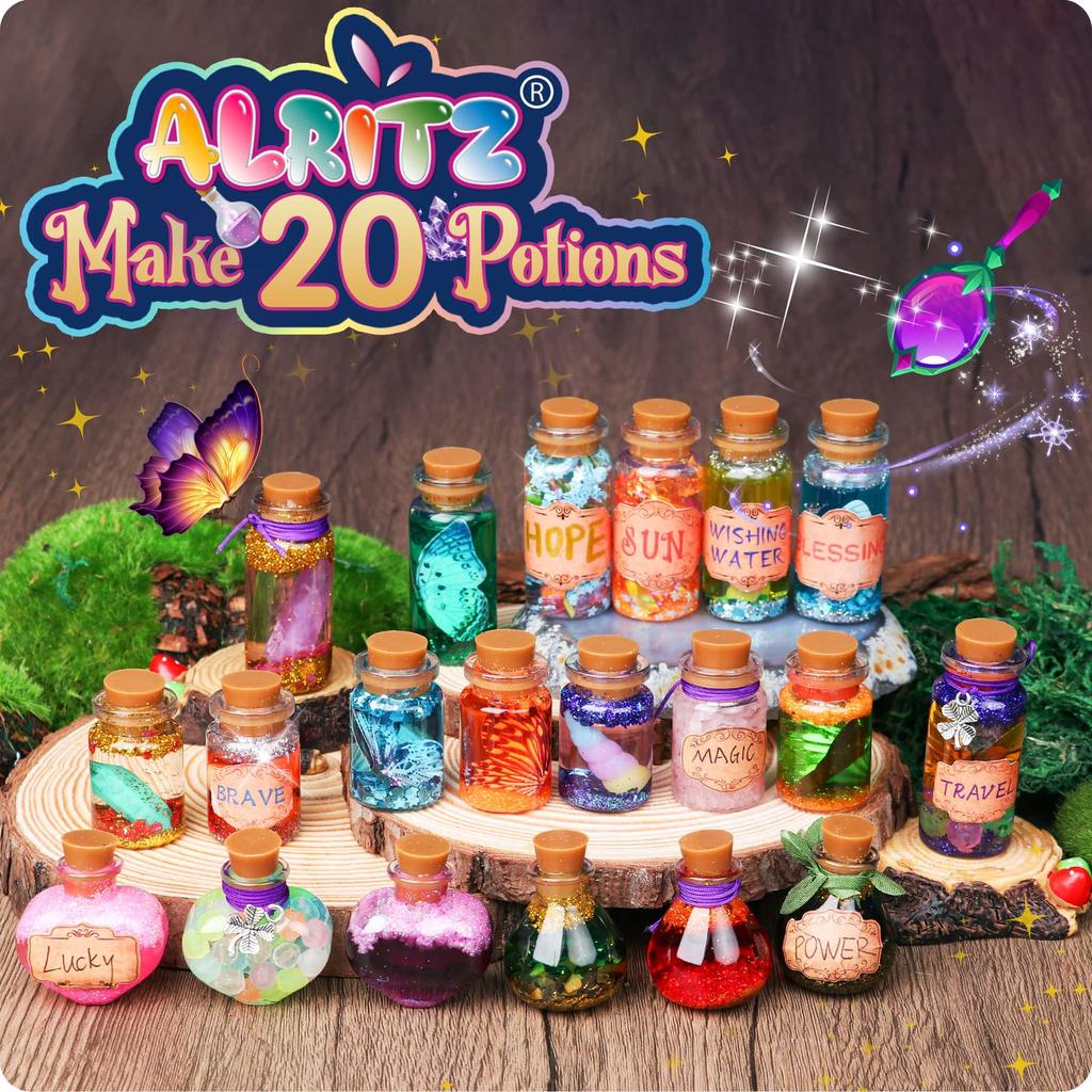 Alritz Fairy Potion Kit Magic Mix Kit 20 Bottles Christmas Gift Decoration Ornament Garden Craft Birthday Gift Toy for Girls and Boys 6 7 8 9 10 11