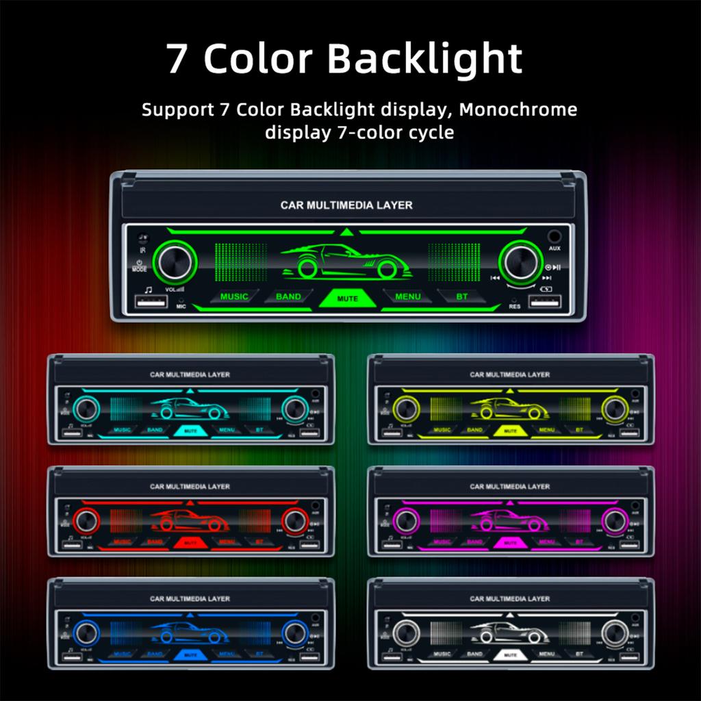 7-дюймовый HD беспроводной Android Auto CarPlay 1Din видео мультимедиа Android MP5 плеер выдвижной экран Mirror Link Car BT/FM/USB/AUX