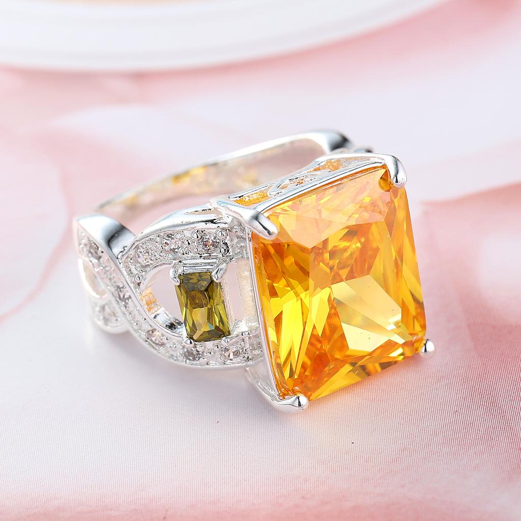 Ювелирные кольца SODROV оливково-зеленого цвета с цирконом для женщин