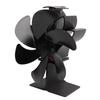 6 Blade Stove Eco Fan Black High Temperature Resistant Self Starting Energy Saving Heat Powered Fan for Home