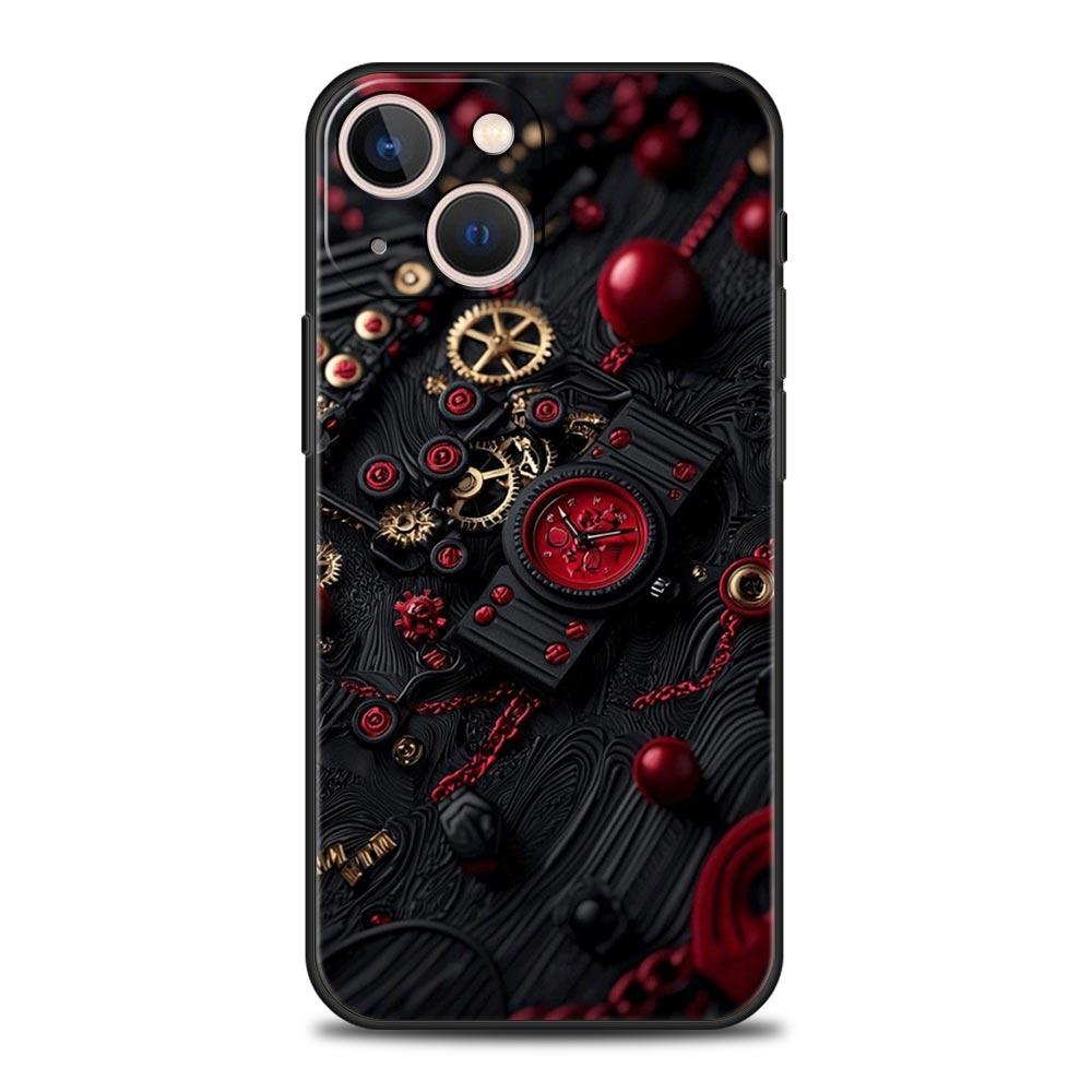 Mechanical Gear Pattern Phone Case Cover for iPhone 17 16 15 14 13 12 11 Pro Max 17 Air Plus Shockproof Soft TPU Shell Funda Bag