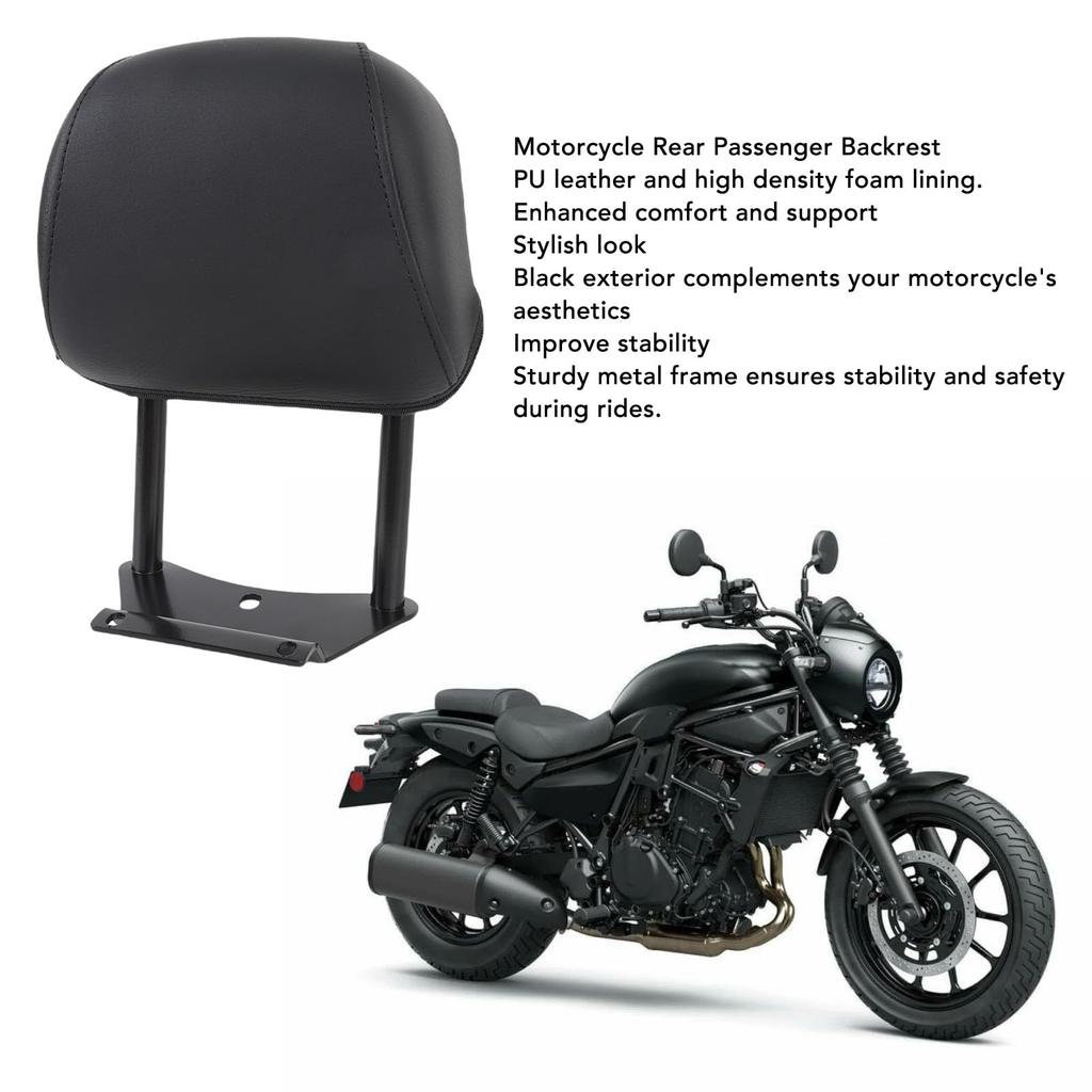 Luocute Motorcycle Rear Passenger Enhanced Comfort with Stylish Look and High Stability Backrest Pad Cushion Compatible with Kawasaki Eliminator 500