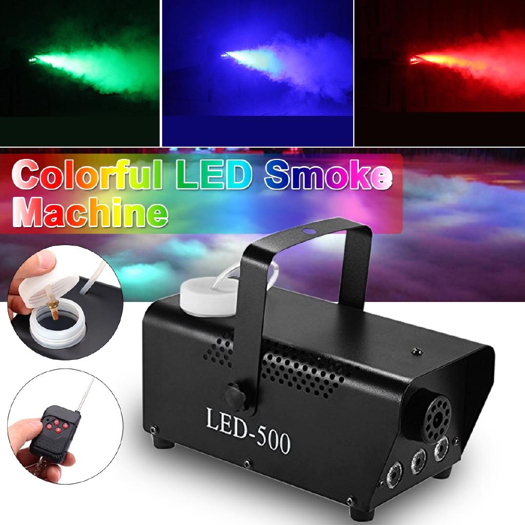 AC110-240V 500W Disco Colorful Smoke Machine Mini LED Remote Fogger Ejector Dj Christmas Party Stage Light Fog Machine