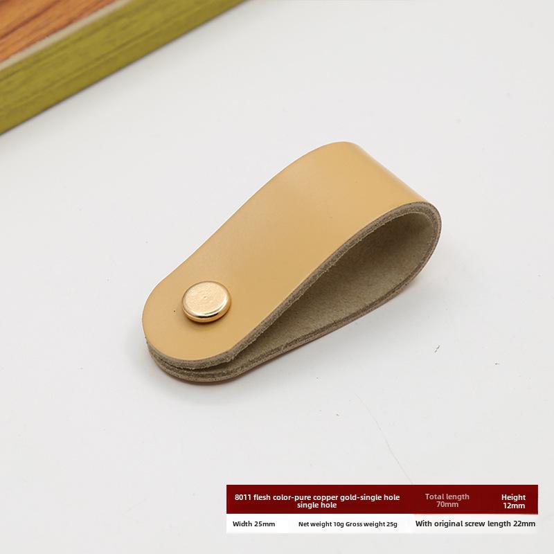 Кожаная ручка для дверцы шкафа и ящика, одно отверстие, вставки из чистой меди