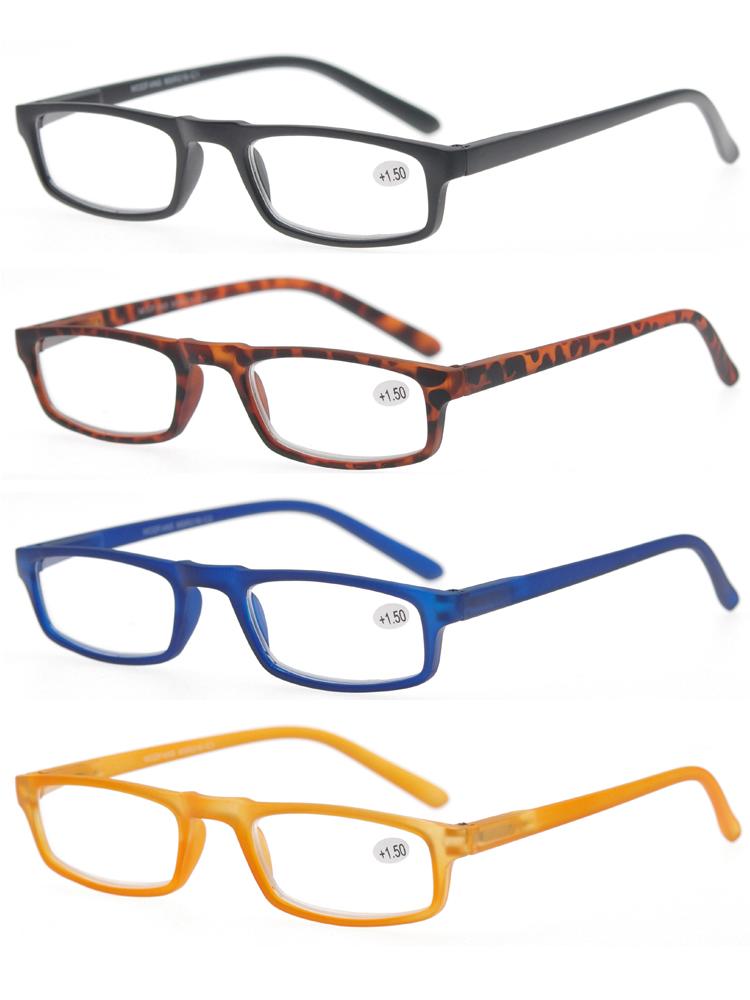 MODFANS Очки для чтения - 4 пары модных очков для чтения с узкой оправой и пружинными петлями для мужчин и женщин