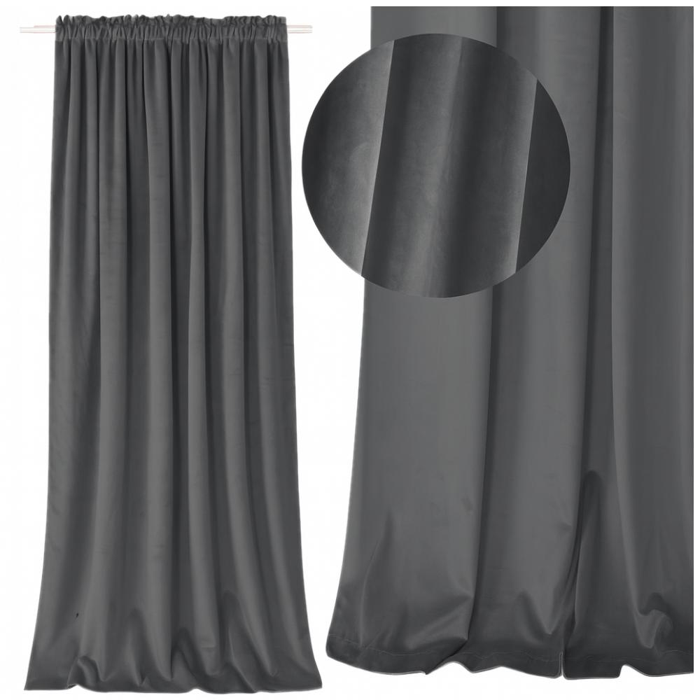 Ready-made velvet curtain with thick grey frog tape, blackout