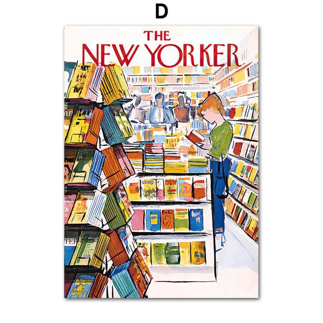 Ballerina Library Lion The New Yorker Magazine Wall Art Canvas Painting Posters And Prints Wall Pictures For Living Room Decor No Frame