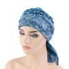 Bohimina Style Printed Voile Headscarf Bonnet for Women Islamic Hijab Headwraps Multifunction Muslim Scarf Turban Hair Scarves
