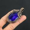 Кулон с синим сапфиром, Кулон с драгоценным камнем ручной работы, Кулон, обернутый медной проволокой 999 пробы, Антикварное украшение, Для подарка на помолвку
