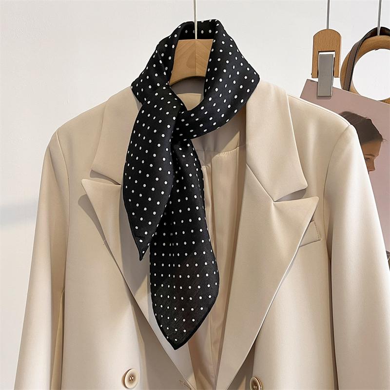 Summer Elegant Women 68cm Cotton Feeling Square Hair Scarf Dot Print Beach Stoles Hijab Shawl Wraps Bandana Echarpe