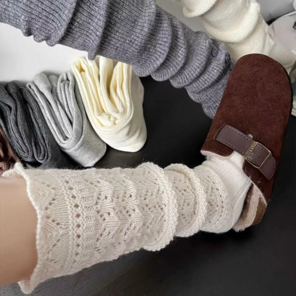 Hollow Out Knitted Foot Cover Sweet Women Leg Warmers Simple Lolita Boots Cover Girl