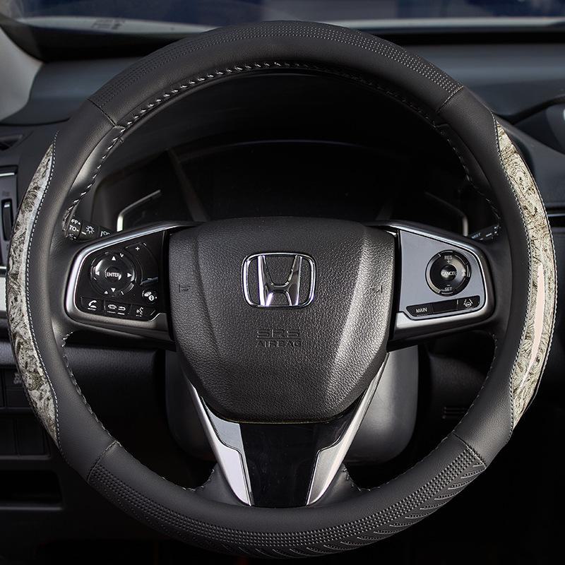Универсальный чехол на руль автомобиля: Накладка на ручку автомобиля из зернистого красного дерева и углеродного волокна, всесезонная. Идеальный автомобильный аксессуар.