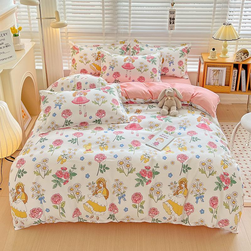 Flower Botanical Duvet Cover Set 3pcs Floral Bedding Set for Kids and Adults Comforter Covers Pillowcases, Washable Home Textil