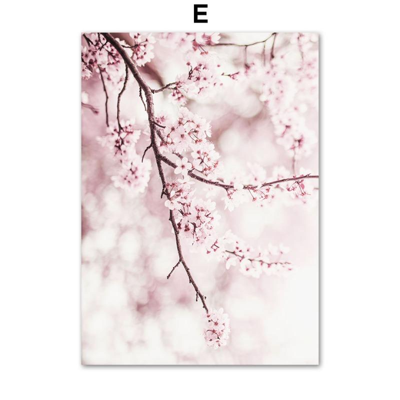 Розовое кафе «Парижская башня» Сакура Роза Настенное искусство Холст Живопись Скандинавские Пейзажные Постеры Принты Картина Для Декора Гостиной