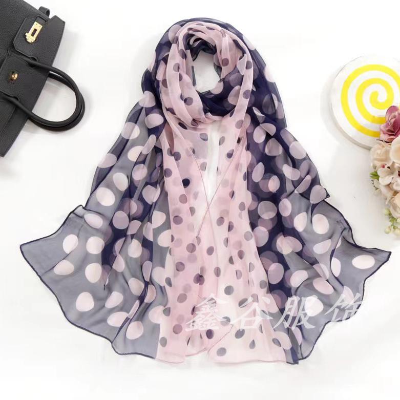 Весенне-летний тонкий полупрозрачный шарф в горошек, ветрозащитный и солнцезащитный шарф с художественным декором в горошек, длинный