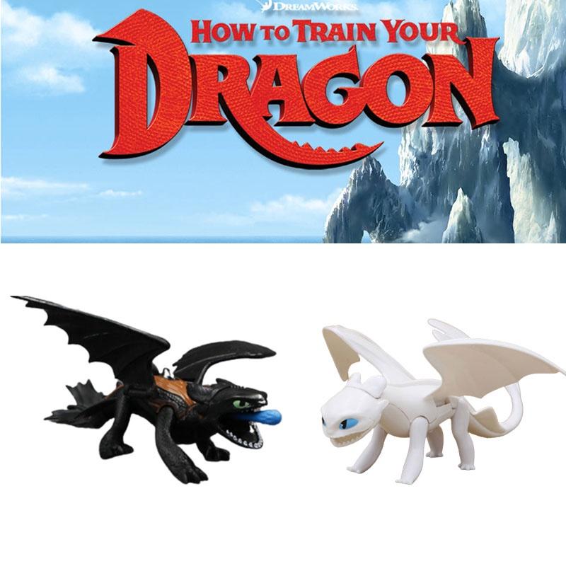 Как приручить дракона Фигурки: Ночная Фурия (Беззубый) и Лайт Фьюри - Подвижные пластиковые коллекционные фигурки для возраста 3+