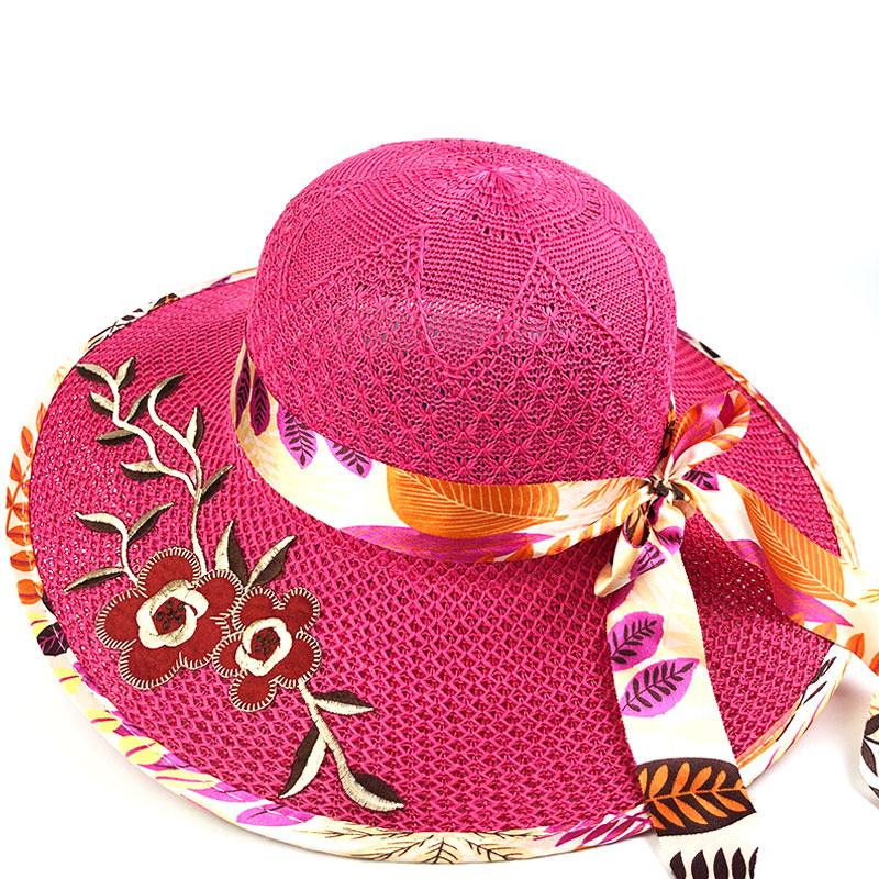 1 шт. дышащая цветочная вышивка летняя уличная широкополая шляпа от солнца из хлопковой пряжи складная портативная