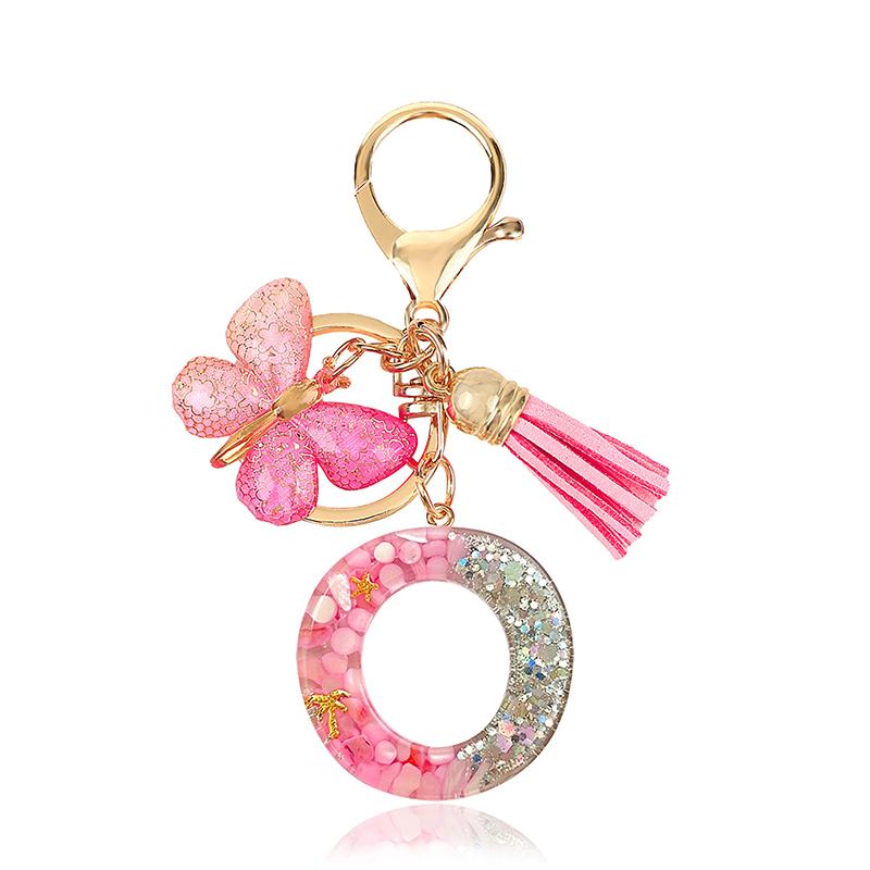 AZ Dreamy Sequin Letters Брелок для женщин Подвеска-бабочка с кисточками Инициал Брелок для кошелька Подвеска для сумок Амулеты Автомобильный брелок