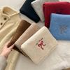 Embroidered Bow Knitted Yarn Scarf For Women In Winter High-end Fashion Versatile Solid Color Student Warm Scarf