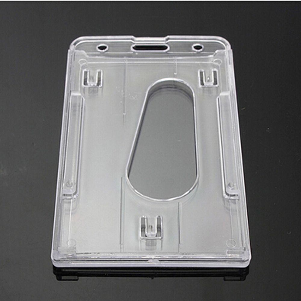 10x6cm Hard Vertical Badge Holder Transparent Clear Double Card ID Case