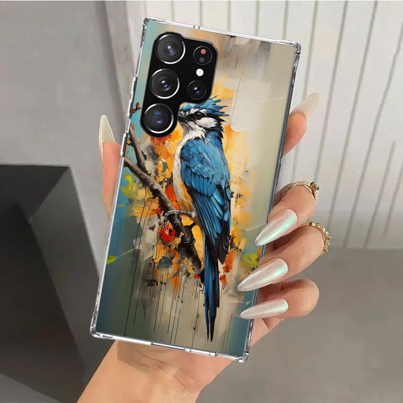 Масляная живопись животных Чехол для телефона с птицами для Samsung Galaxy S26 S24 S23 Ultra S25 Edge S22 S21 Plus S20 FE + Мягкий чехол с принтом Funda G