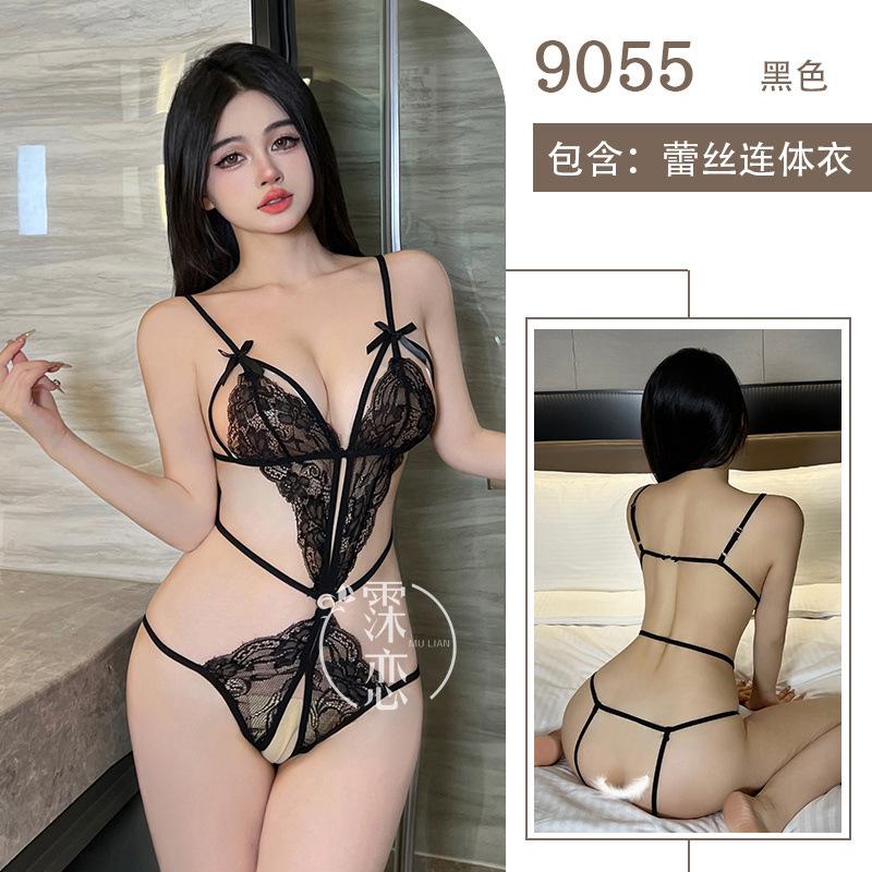 Sexy Lingerie Lace Hot Three-point Sexy One-piece Lingerie Temptation Hollow Open Gear Free Uniform