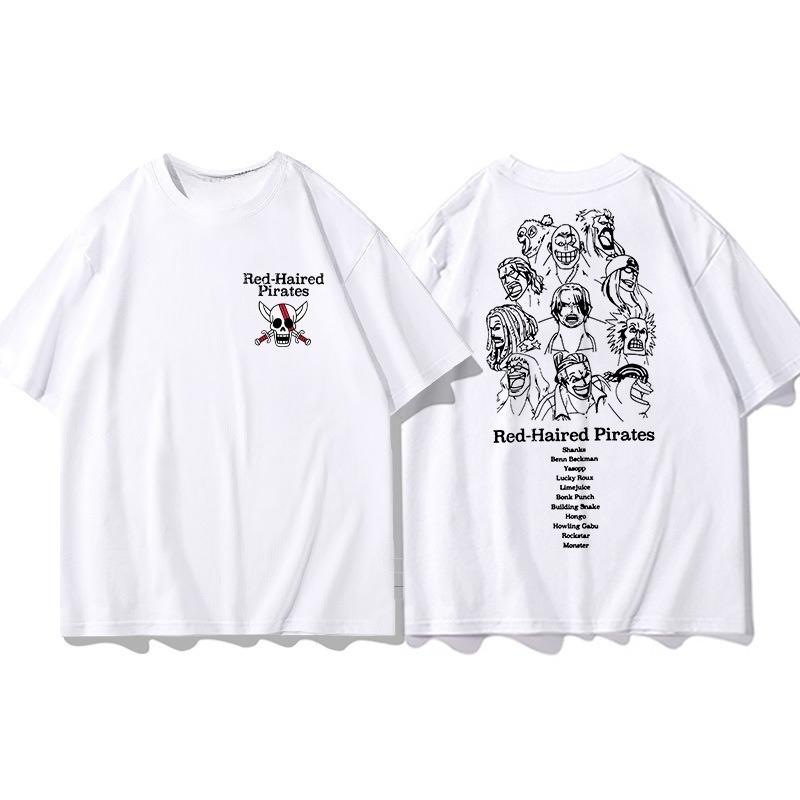 Japanese ONE PIECE Joint Clothes Tshirt Unisexs Summer Shortsleeved TwodiUnisexsional Animation Luffy Loose Halfsleeved Tide
