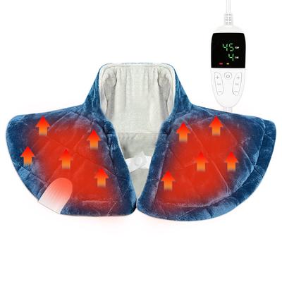 Электрогрелка для шеи и плеч, 19x24 дюйма, фланель весом 2,5 фунта, 6-ступенчатая регулировка температуры, 4-скоростной таймер, подходит для спины, талии,