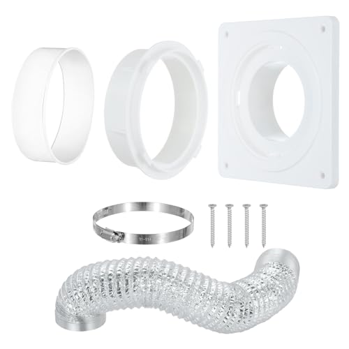 PATIKIL 4-inch Duct Dryer Vent Connection Kit with Quick Connect/Disconnect ABS Resin Dryer Vent Wall Plate, Includes 4-inch 8-foot Hose for Ventilati